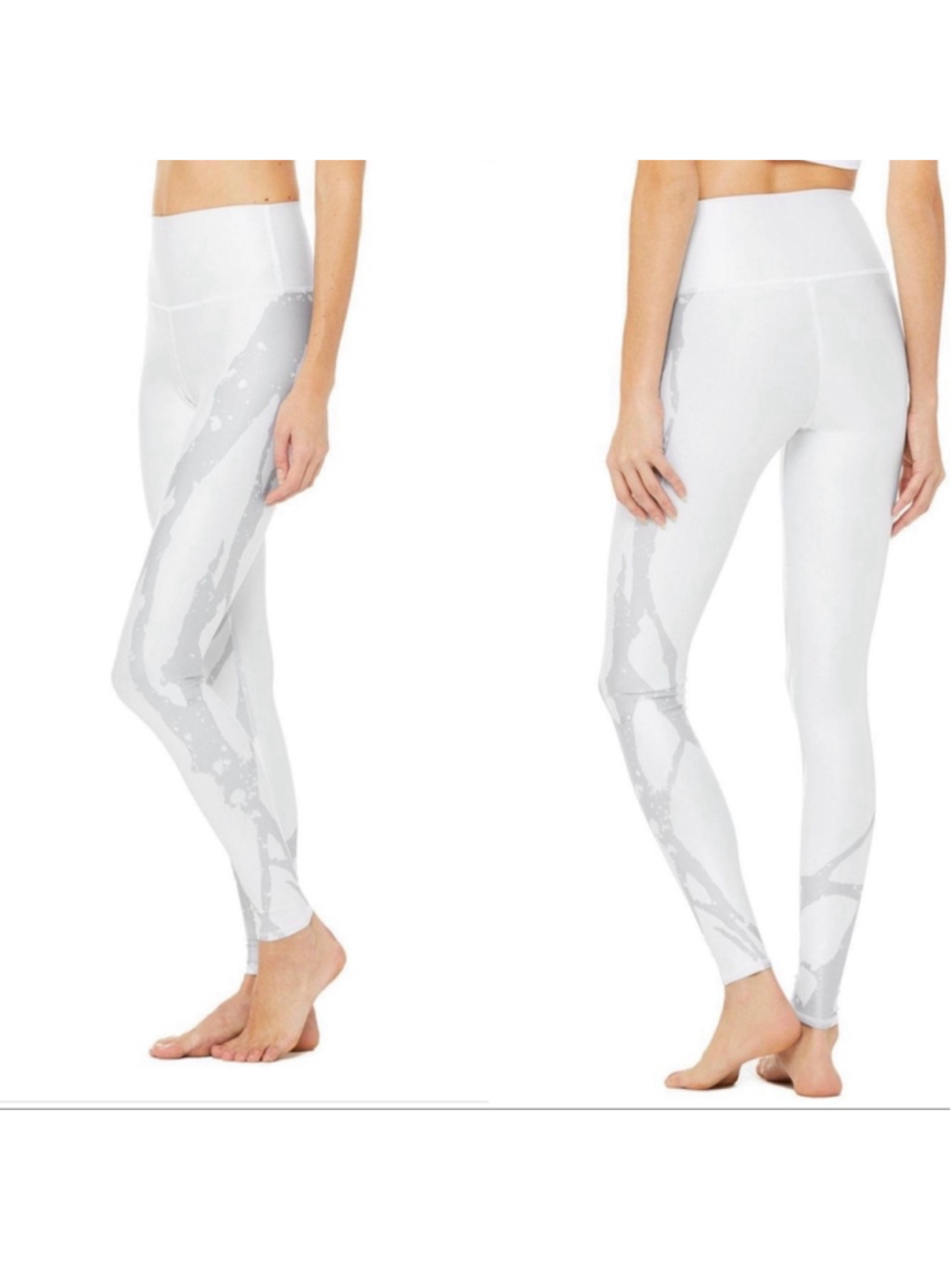 Women's Alo Yoga White & Gray Splatter High-Waist airlift Leggings L